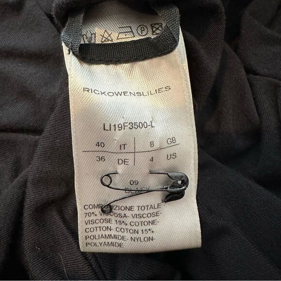 Rick Owens Lilies Black Asymmetrical Jersey Gown | Size 4 - Picture 7 of 9